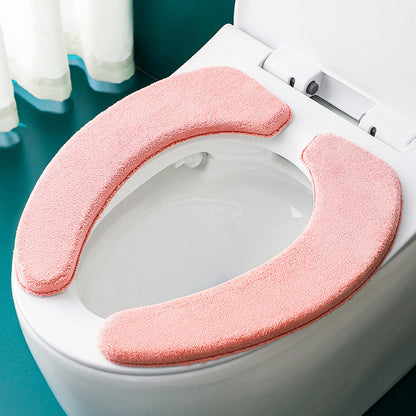 1 Pair Soft Toilet Seat Covers Plush Thick Fabric Toilet Seat Warmer Waterproof self-adhesive Reusable Machine-Washable Universal for All Types of Toilets Bathroom (Grey)
