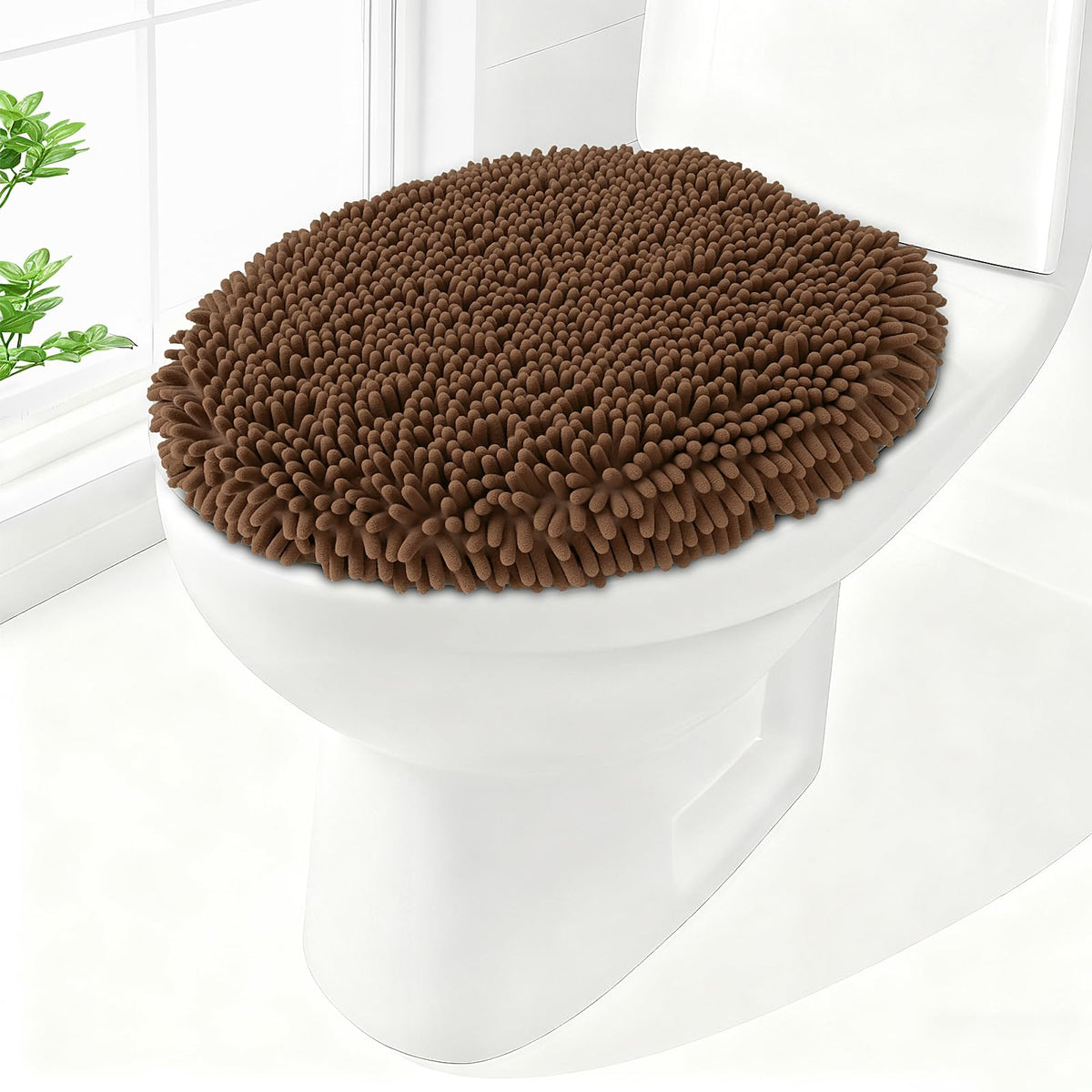 Soft Chenille Toilet Lid Cover 19.5L x 18.5W Machine Washable