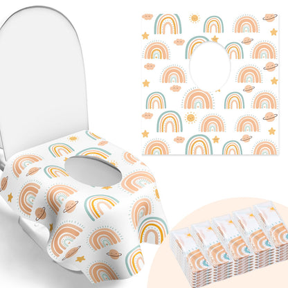30 Pack Toilet Seat Covers Disposable, Kids, and Adults, Individually Wrapped for Travel, Large Waterproof Potty Covers for Toddlers, Toddler Potty Training for Public Restroom, Airplane, Trip - Leaf