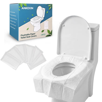 Disposable Toilet Seat Covers, 20 PCS Individually Travel Pack, XL Waterproof & Adhesive Secure Fit for Public Restrooms, Airplane & Office Use