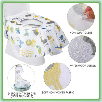 50 Packs Extra Large Disposable Toilet Seat Covers for Kids Adult, Animal