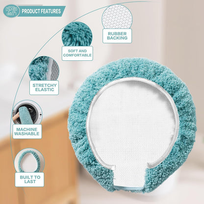 Microfiber Toilet Lid Cover, 17.5"x15" Fits Round Oblong and Elongated