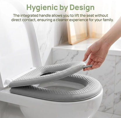 Waterproof Toilet Seat Cushion, 2026 New Toilet Seat Cover Pads - Soft Reusable EVA Cushion with Non-Slip Velcro. Universal, Washable & Portable for Home, Travel, Seniors Comfort. (Gray 2psc)