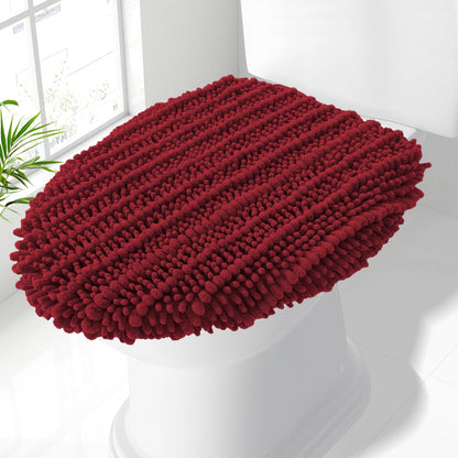 Smiry Soft Chenille Bathroom Toilet Lid Cover 17.5x15 Rubber Backing Covers