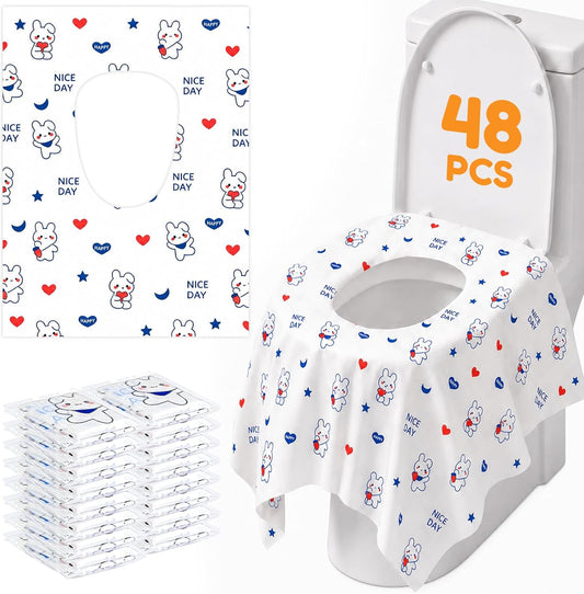 48 Pcs Toilet Seat Covers Disposable, Individually Wrapped for Travel