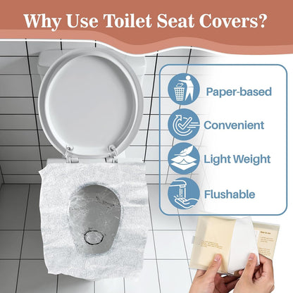 RAINFLOW Toilet Seat Covers Disposable - 100 Count Portable Flushable Paper