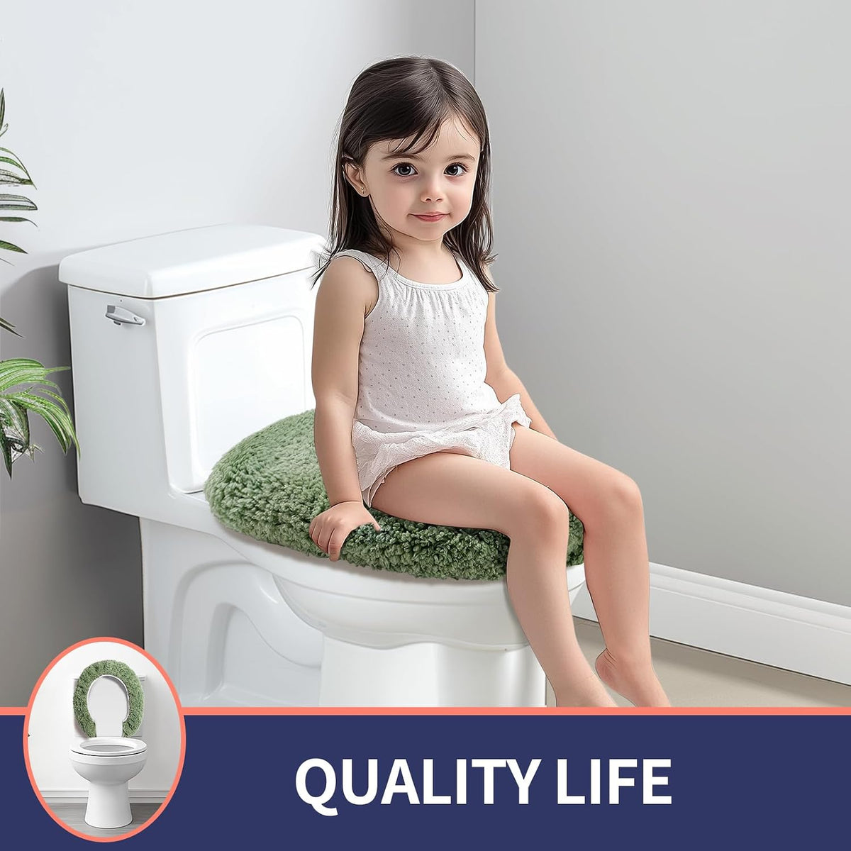 Microfiber Elongated Toilet Seat Cover 19.5"x 15" Machine Washable