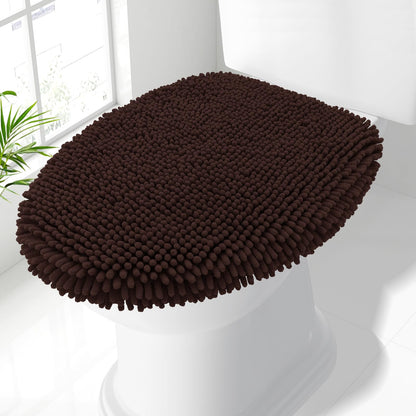 Smiry Soft Chenille Bathroom Toilet Lid Cover 17.5x15, Black