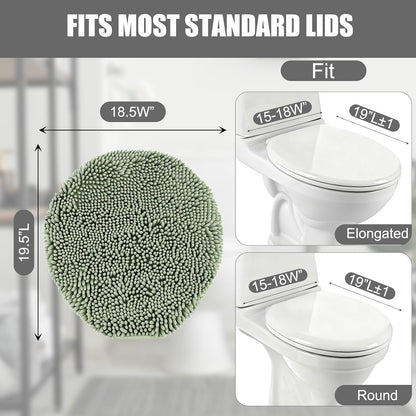 Soft Chenille Toilet Lid Cover 19.5L x 18.5W Machine Washable