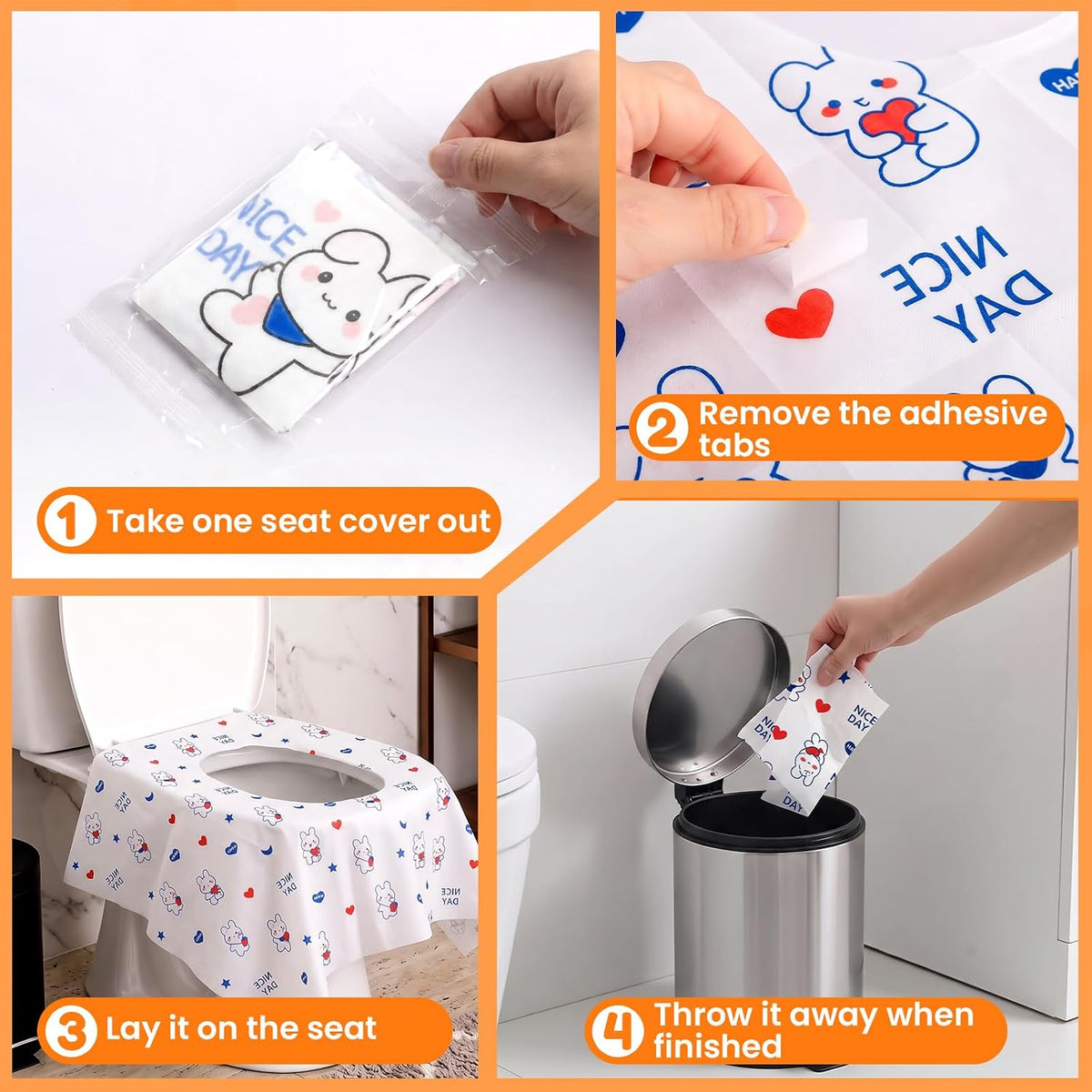 33 Pcs Toilet Seat Covers Disposable, Individually Wrapped for Travel