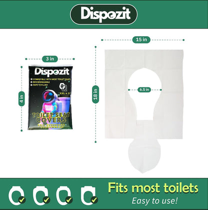 60 Pcs XL Flushable toilet seat covers for Public Toilets for all