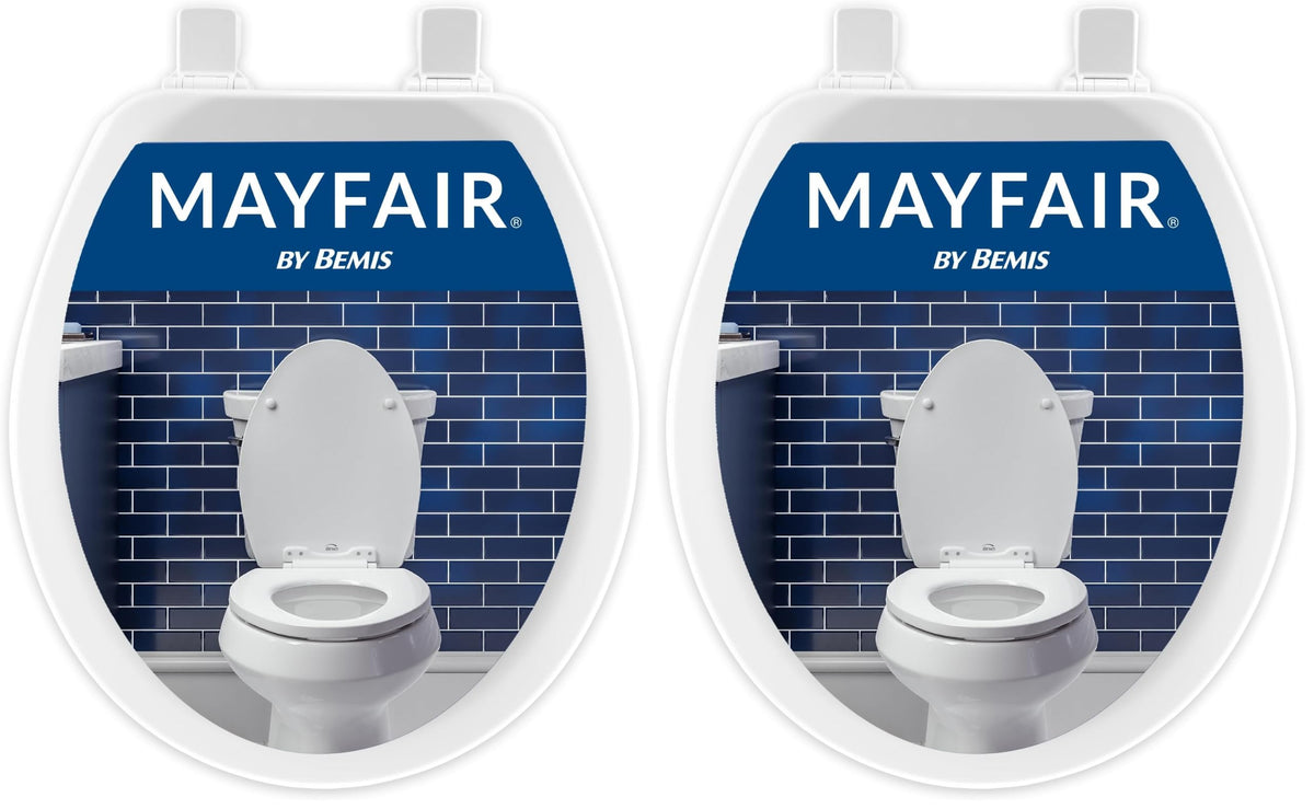 Mayfair Cameron Biscuit Toilet Seat, Non Slip Heavy Duty Wood, Easy Clean, Made in USA, Round