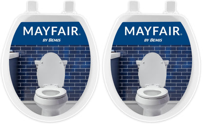 Mayfair Cameron Biscuit Toilet Seat, Non Slip Heavy Duty Wood, Easy Clean, Made in USA, Round
