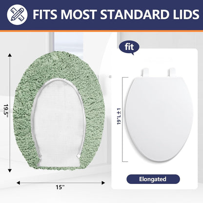 Microfiber Elongated Toilet Seat Cover 19.5"x 15" Machine Washable