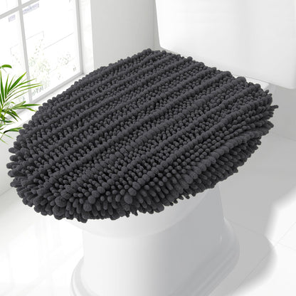 Smiry Soft Chenille Bathroom Toilet Lid Cover 17.5x15 Rubber Backing Covers