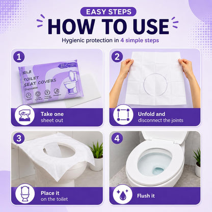 Disposable Toilet Seat Covers, XL Flushable & Biodegradable, 50 Pack