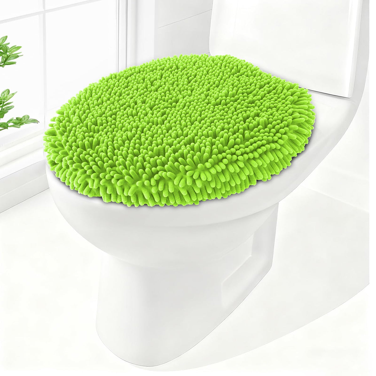 Soft Chenille Toilet Lid Cover 19.5L x 18.5W Machine Washable