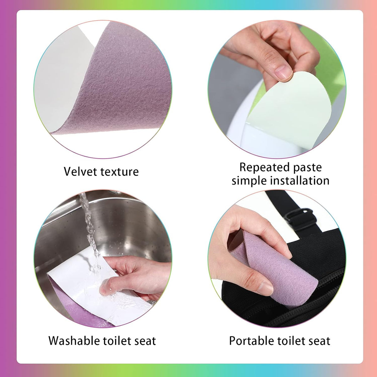Tatuo 8 Pairs Bathroom Warmer Toilet Seat Cover Pads Washable and Reusable