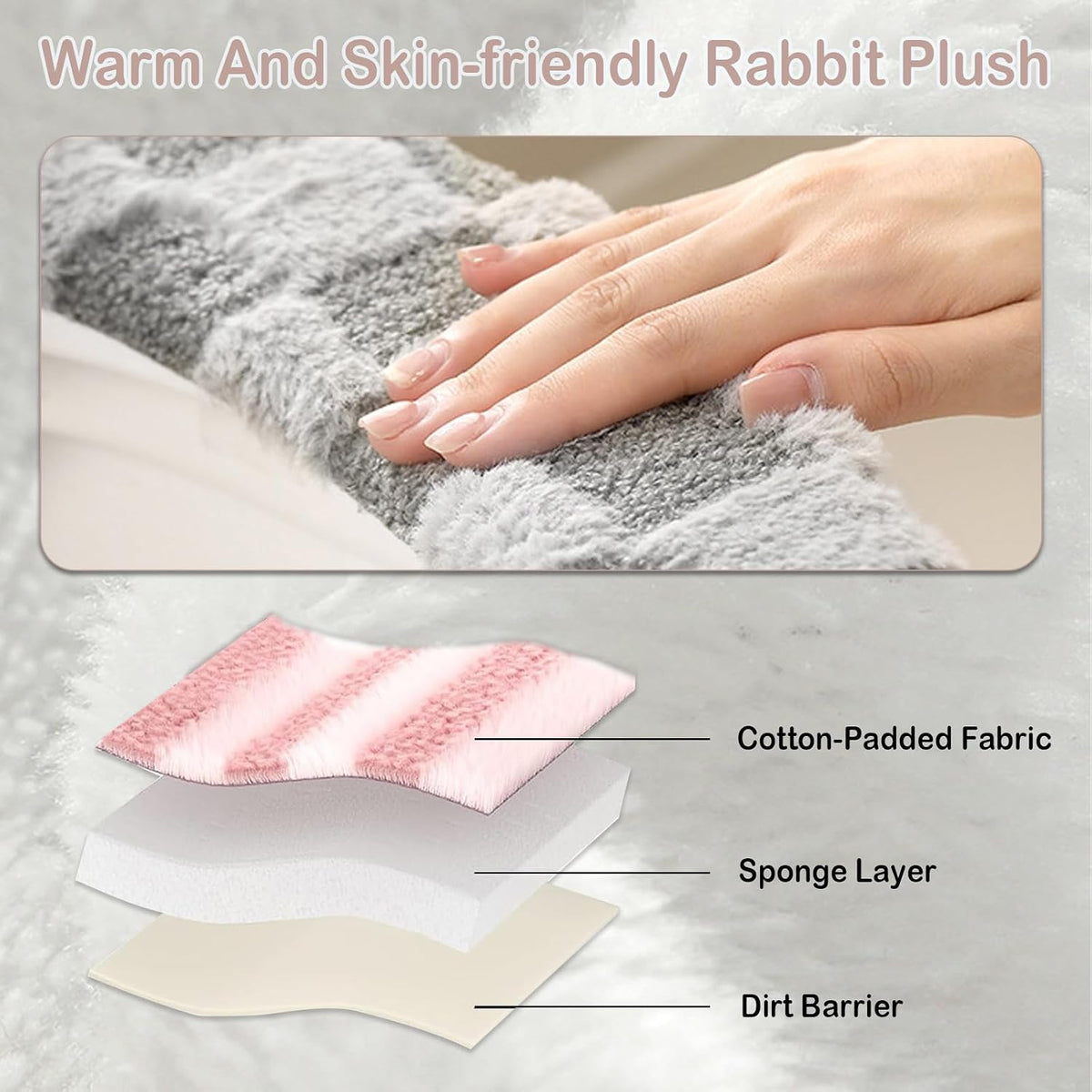 Thick and Warm Plush Toilet Seat Cover – Washable, Reusable Cushion with TPR Adhesive & Checkered Pattern for Comfort & Insulation (White)