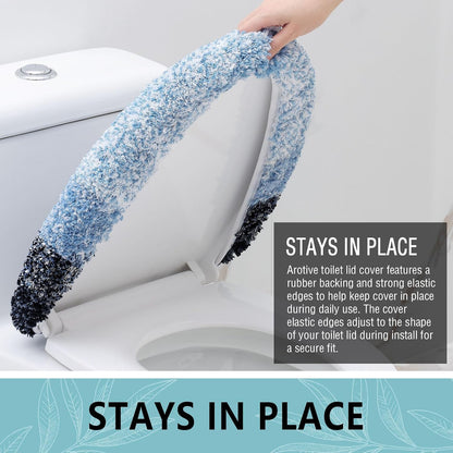 Arotive Soft Microfiber Bathroom Toilet Lid Cover, 17.5x15, Blue