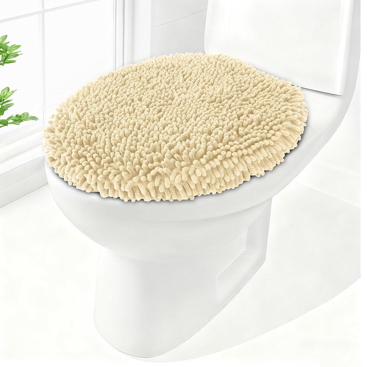 Soft Chenille Toilet Lid Cover 19.5L x 18.5W Machine Washable