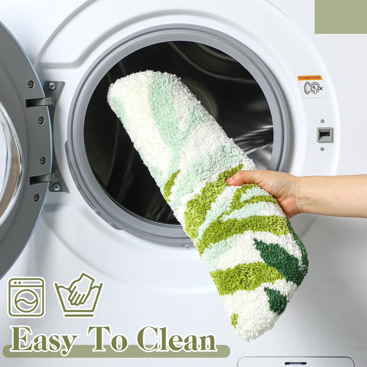 Mindsoft Green Toilet Seat Lid Cover, Microfiber Washable 17.5"x15"