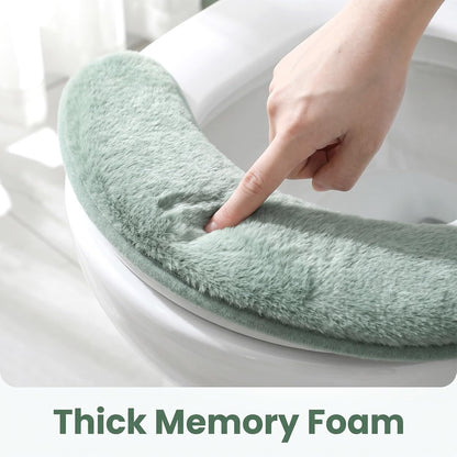Thick and Warm Toilet Seat Cushion,Soft Plush Toilet Cushion(Green)