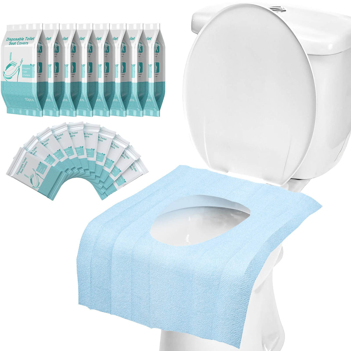 30 Pack Toilet Seat Covers Disposable100% Waterproof XL Individually Wrapped Disposable Toilet Seat Covers for Adults and Kids Potty Training, Travel Accessories for Public Restrooms Airplane Camping