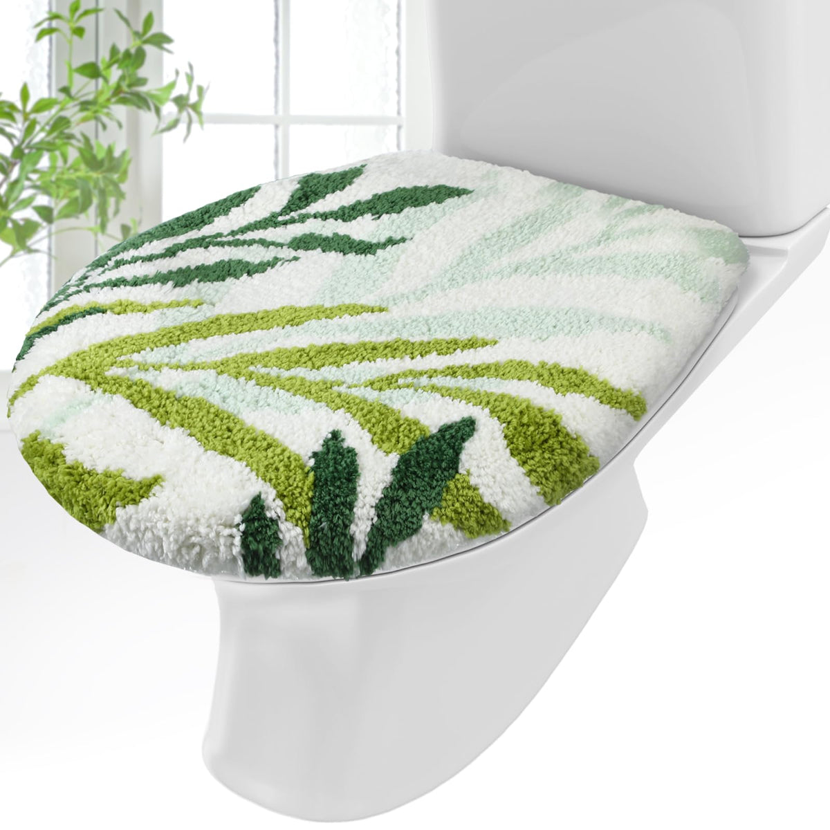 Mindsoft Green Toilet Seat Lid Cover, Microfiber Washable 17.5"x15"
