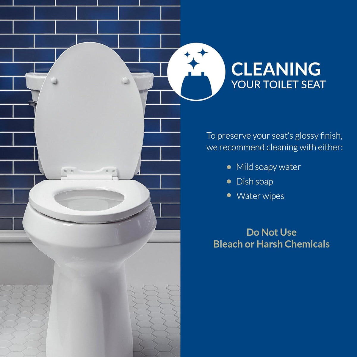 Mayfair Cameron Biscuit Toilet Seat, Non Slip Heavy Duty Wood, Easy Clean, Made in USA, Round