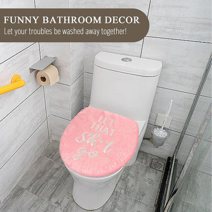 Funny Bathroom Decor Toilet Lid Cover Pink Bathroom Accessories Soft Fun Seat Covers 17.5"x15" Restroom Fits Most Oblong Round Elongated Toilet Lid Cute Home Room Decorations Pink