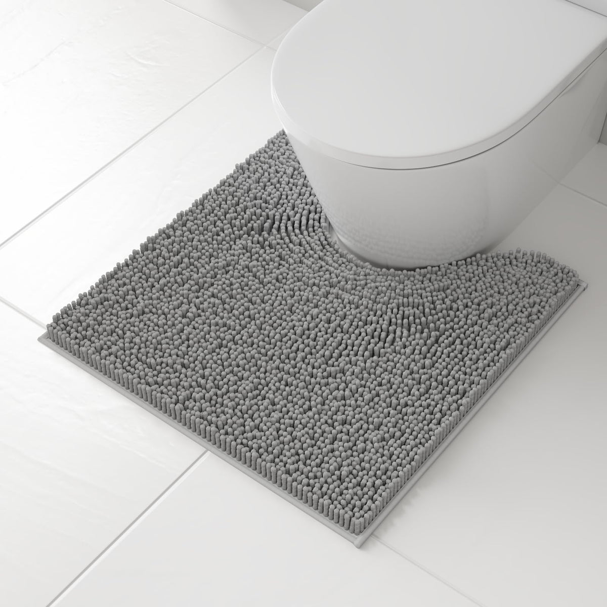 RUN HELIX Bathroom Toilet Lid Cover,Chenille Machine Washable Seat Covers, 17.5x15, Stays in Place Rubber Backing, Fits Most Round, Elongated and Oblong Lids, Accessories Decor,White