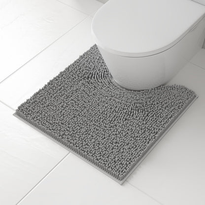 RUN HELIX Bathroom Toilet Lid Cover,Chenille Machine Washable Seat Covers, 17.5x15, Stays in Place Rubber Backing, Fits Most Round, Elongated and Oblong Lids, Accessories Decor,White