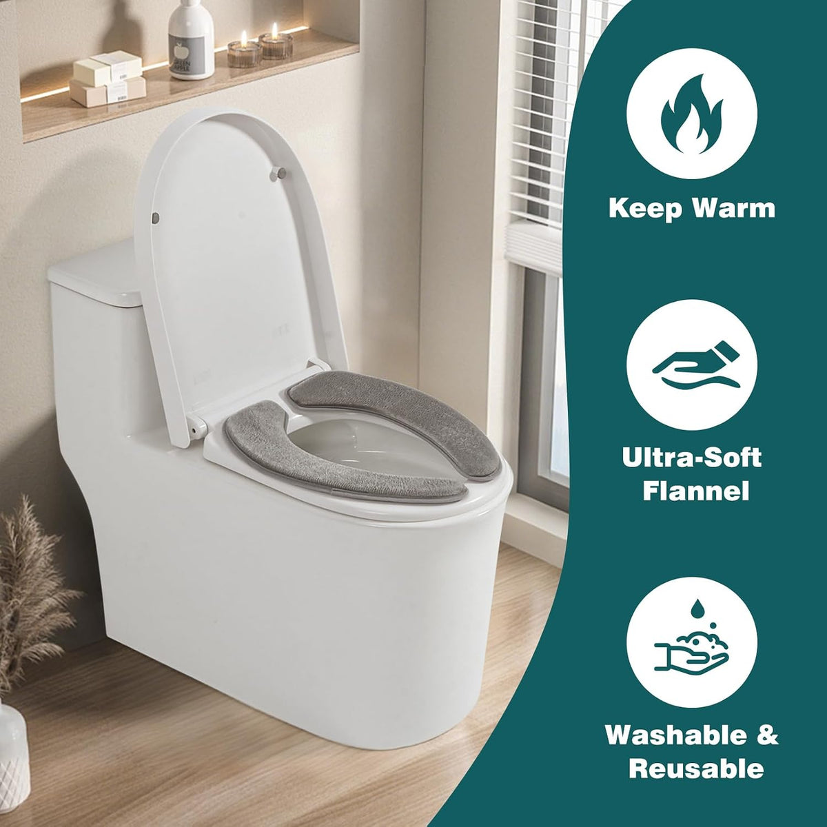 Toilet Seat Cover with Memory Foam, Toilet Seat Cushion for Bathroom