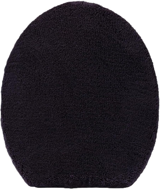 Madeals Microfiber Toilet Lid Cover Soft and Absorbent, Comfortable Bathroom Toilet Lid Cover Seat Fits Most Size Toilet Lids for Black