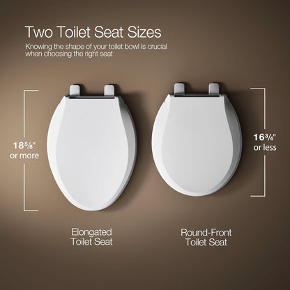 KOHLER 4734-RL-0 Rutledge ReadyLatch Soft Close Elongated Toilet Seat, Quiet-Close Lid Grip-Tight Bumpers, Installation Hardware, Home Essentials, White