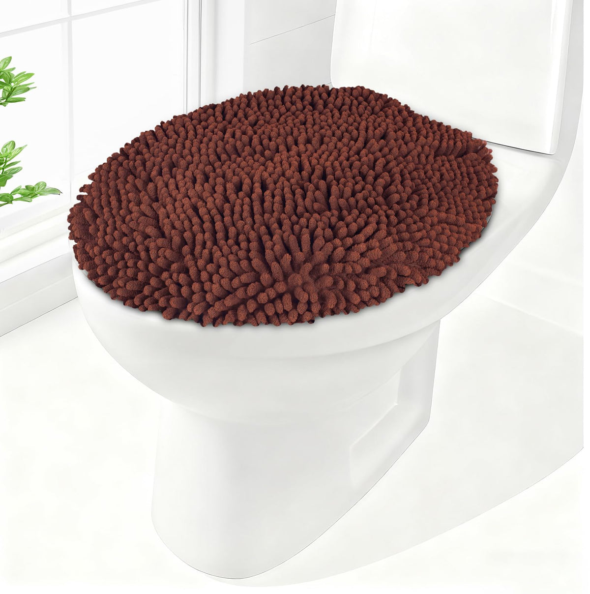 Soft Chenille Toilet Lid Cover 19.5L x 18.5W Machine Washable