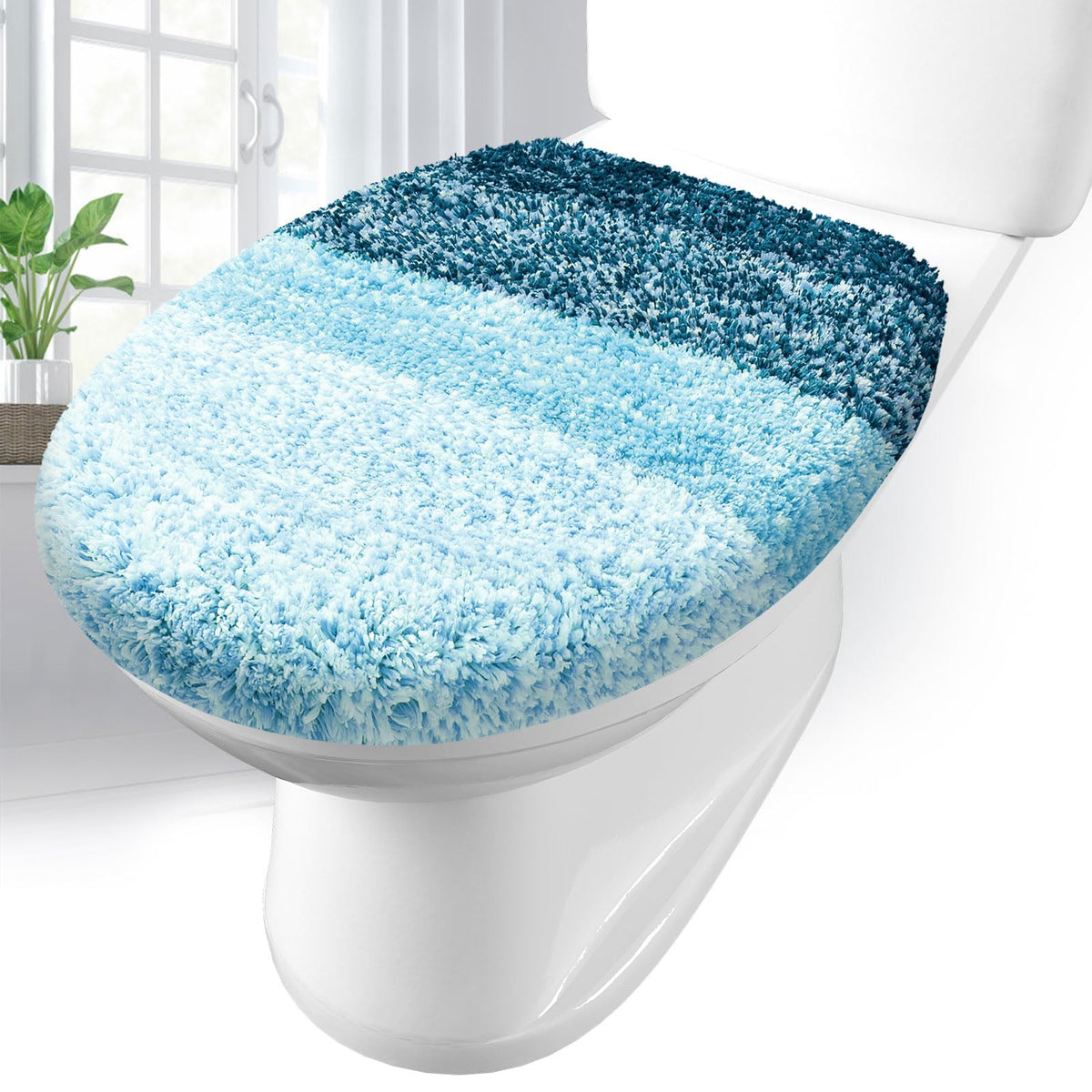 Arotive Soft Microfiber Bathroom Toilet Lid Cover, 17.5x15, Blue