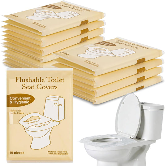 RAINFLOW Toilet Seat Covers Disposable - 100 Count Portable Flushable Paper