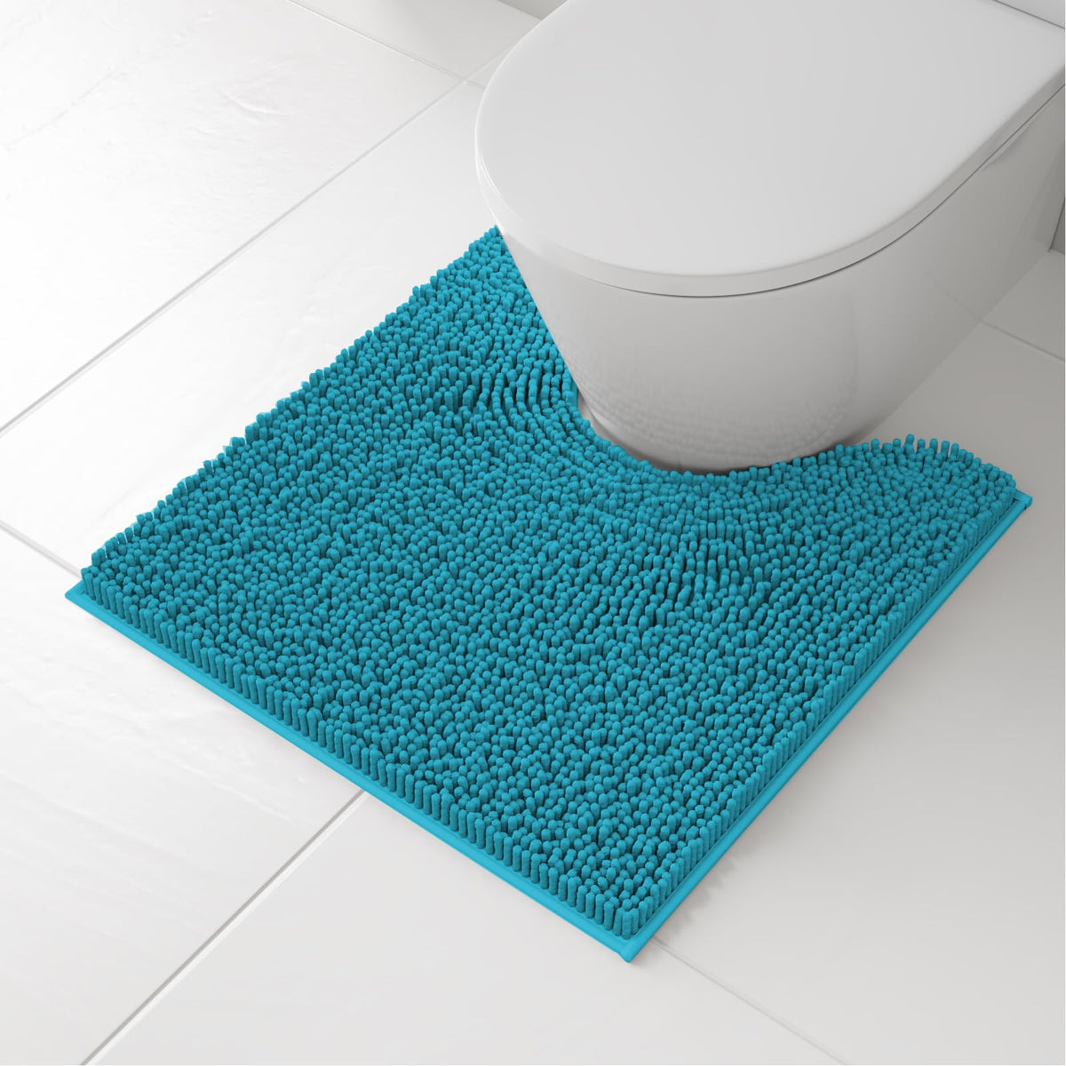 RUN HELIX Bathroom Toilet Lid Cover,Chenille Machine Washable Seat Covers, 17.5x15, Stays in Place Rubber Backing, Fits Most Round, Elongated and Oblong Lids, Accessories Decor,White