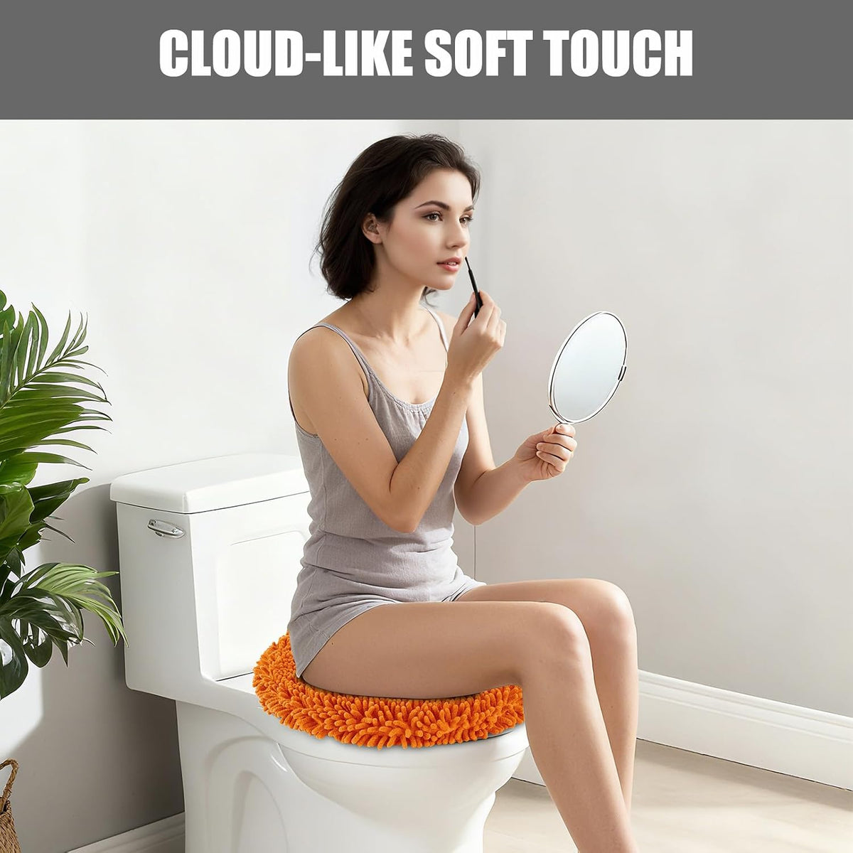Chenille Elongated Toilet Seat Cover 19.5"x 15" Machine Washable