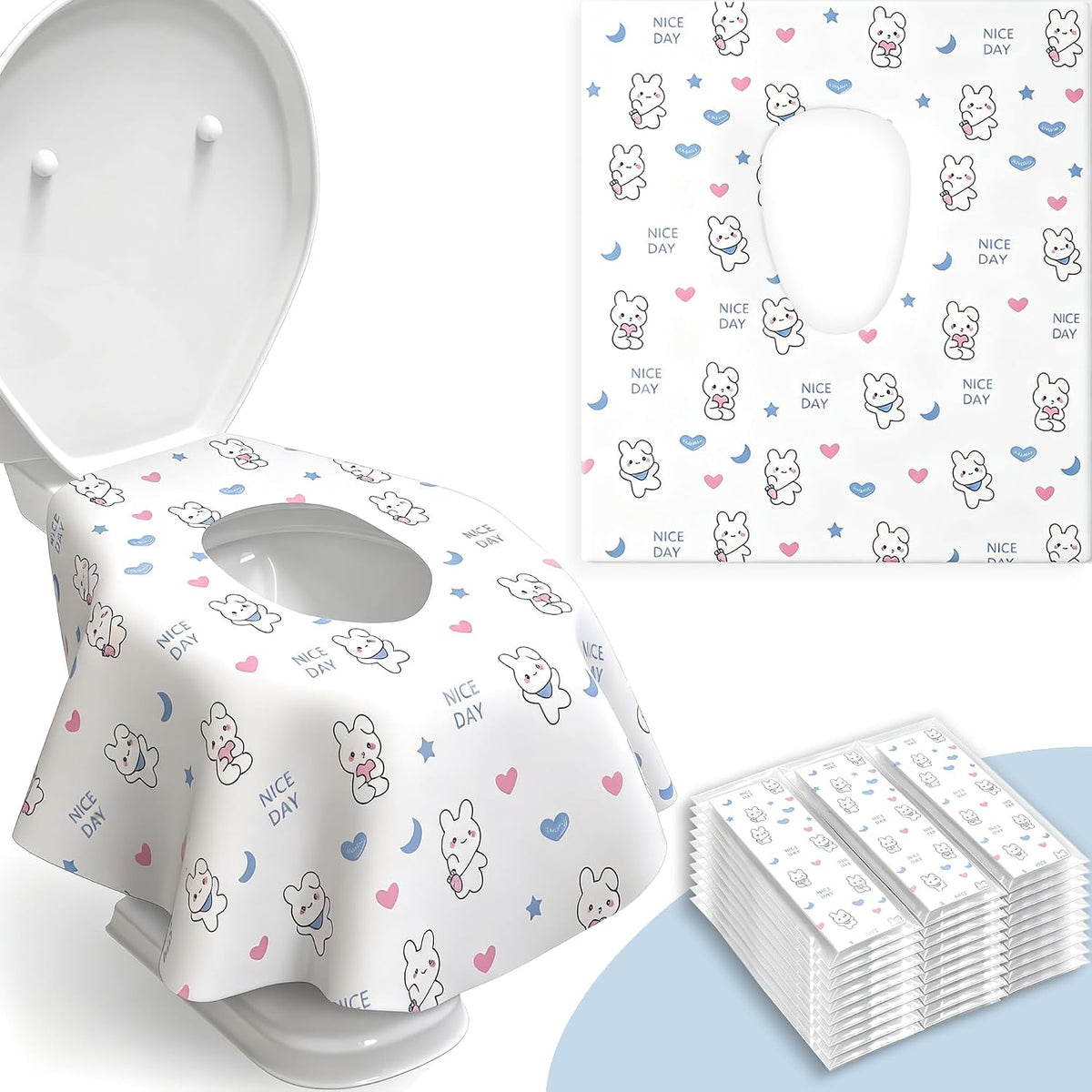 30 Pack Individually Wrapped XL Disposable Toilet Seat Covers