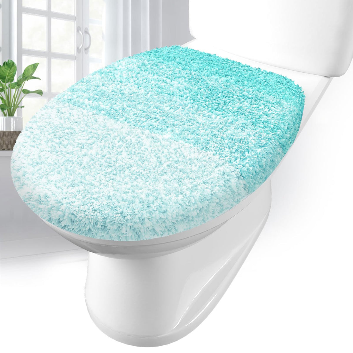Arotive Soft Microfiber Bathroom Toilet Lid Cover, 17.5x15, Blue