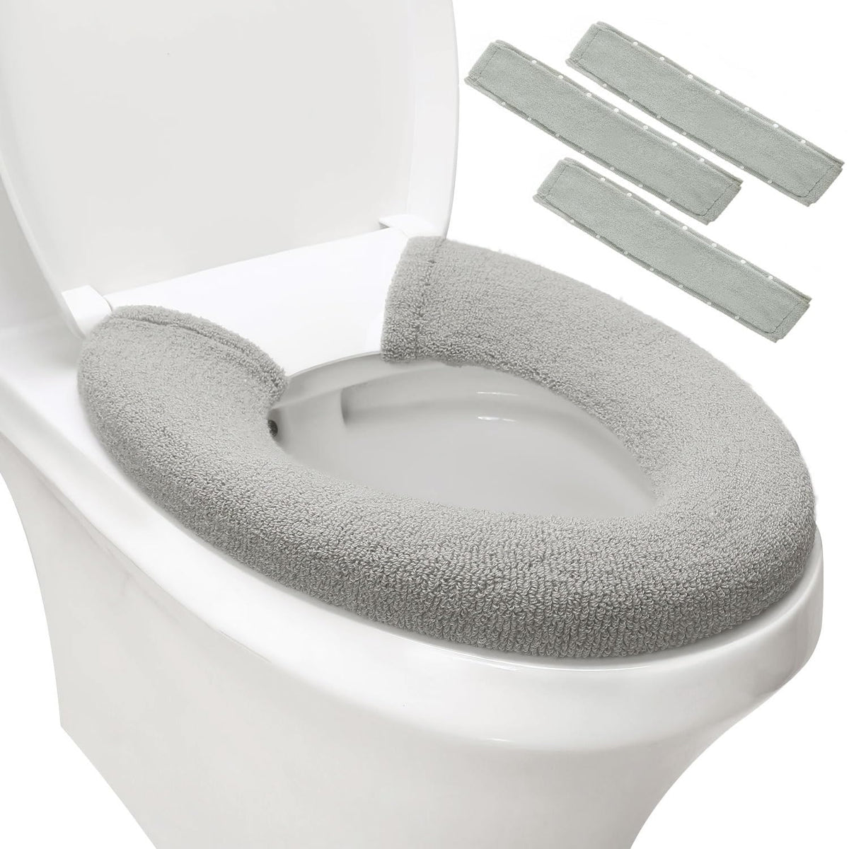 Warm Soft Toilet Seat Cover, Thick Stretchable Washable Bathroom Pad, 3PCS