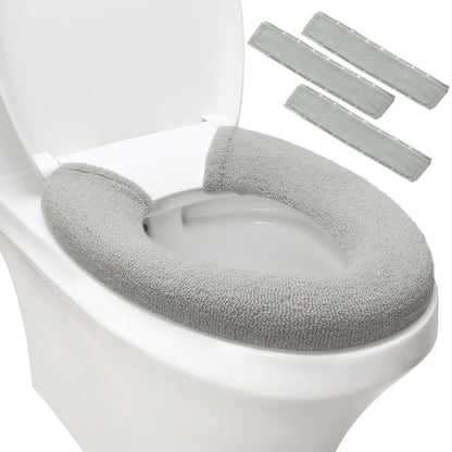Warm Soft Toilet Seat Cover, Thick Stretchable Washable Bathroom Pad, 3PCS