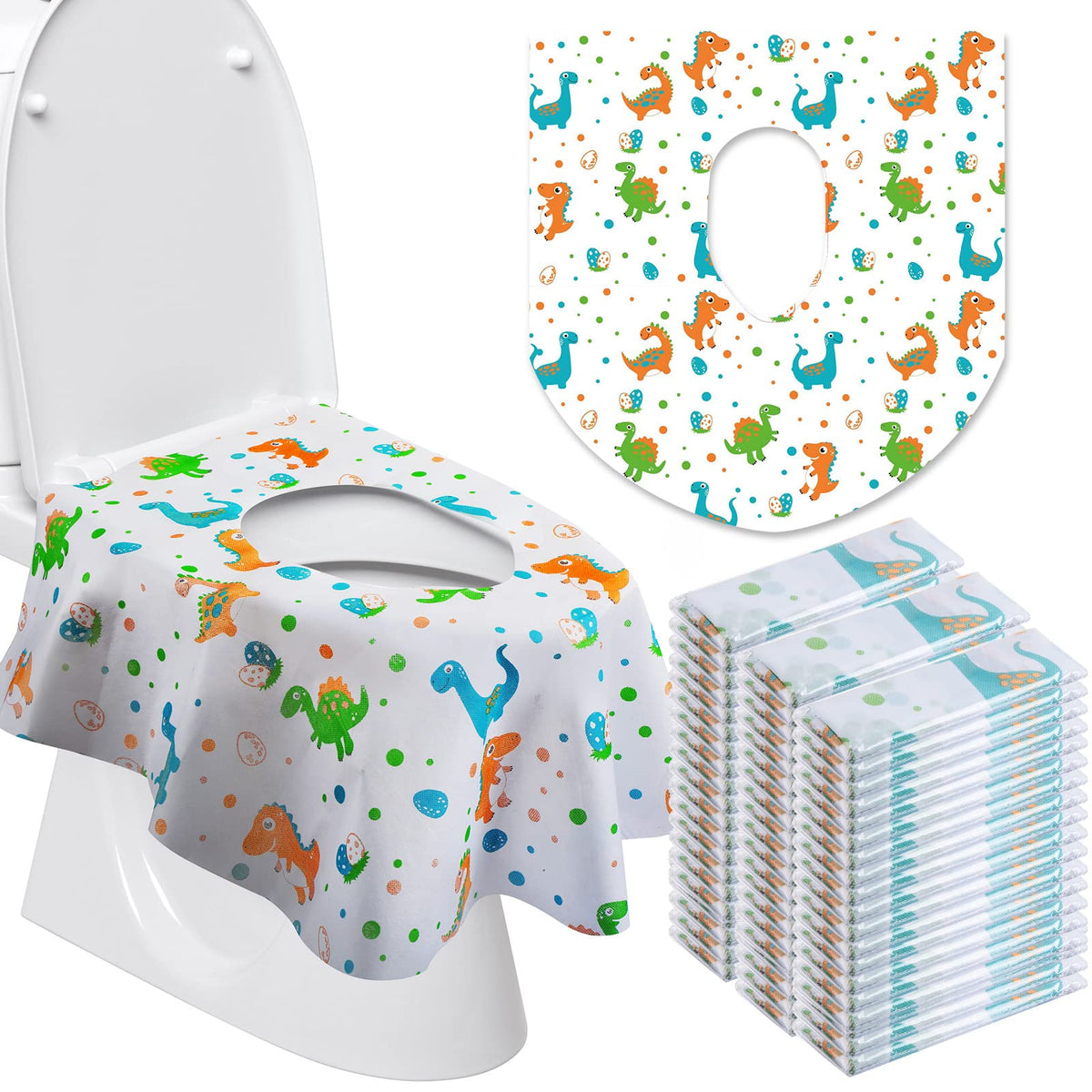 50 Packs Extra Large Disposable Toilet Seat Covers for Kids Adult, Animal