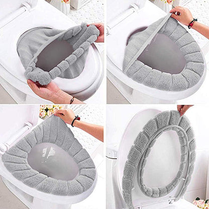 Warm Soft Toilet Seat Cover, Thick Stretchable Washable Bathroom Pad, 3PCS