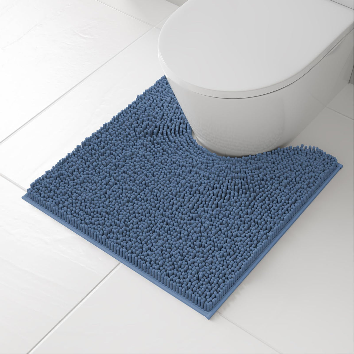 RUN HELIX Bathroom Toilet Lid Cover,Chenille Machine Washable Seat Covers, 17.5x15, Stays in Place Rubber Backing, Fits Most Round, Elongated and Oblong Lids, Accessories Decor,White