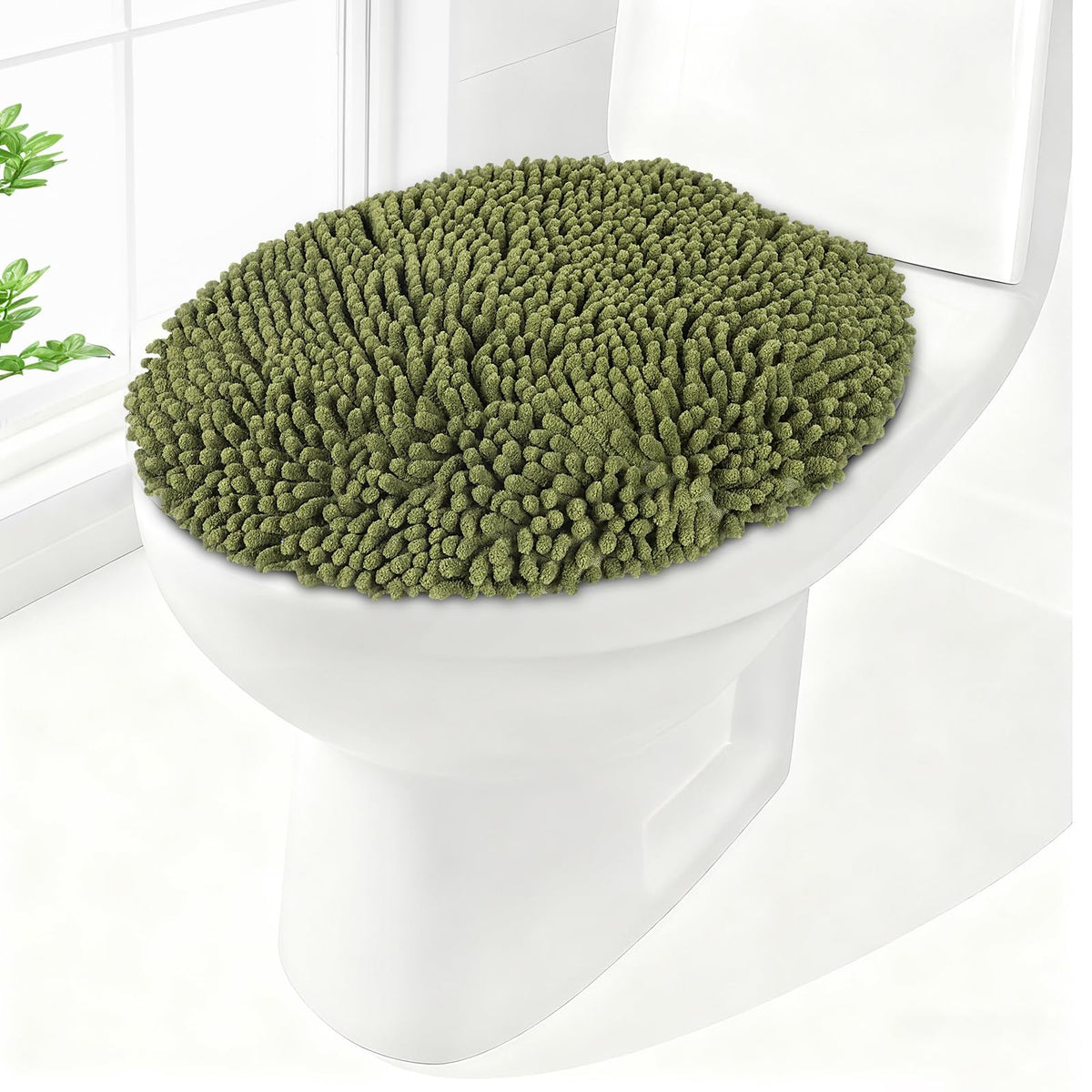Soft Chenille Toilet Lid Cover 19.5L x 18.5W Machine Washable