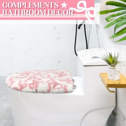 SmoothNovelty Toilet Lid Cover Coquette Plush Cover, Pink, Bow